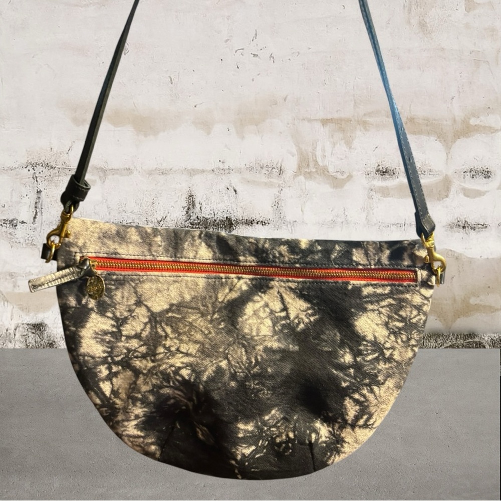 Clare V Black and Gold Tie-Dye Crossbody Bag
